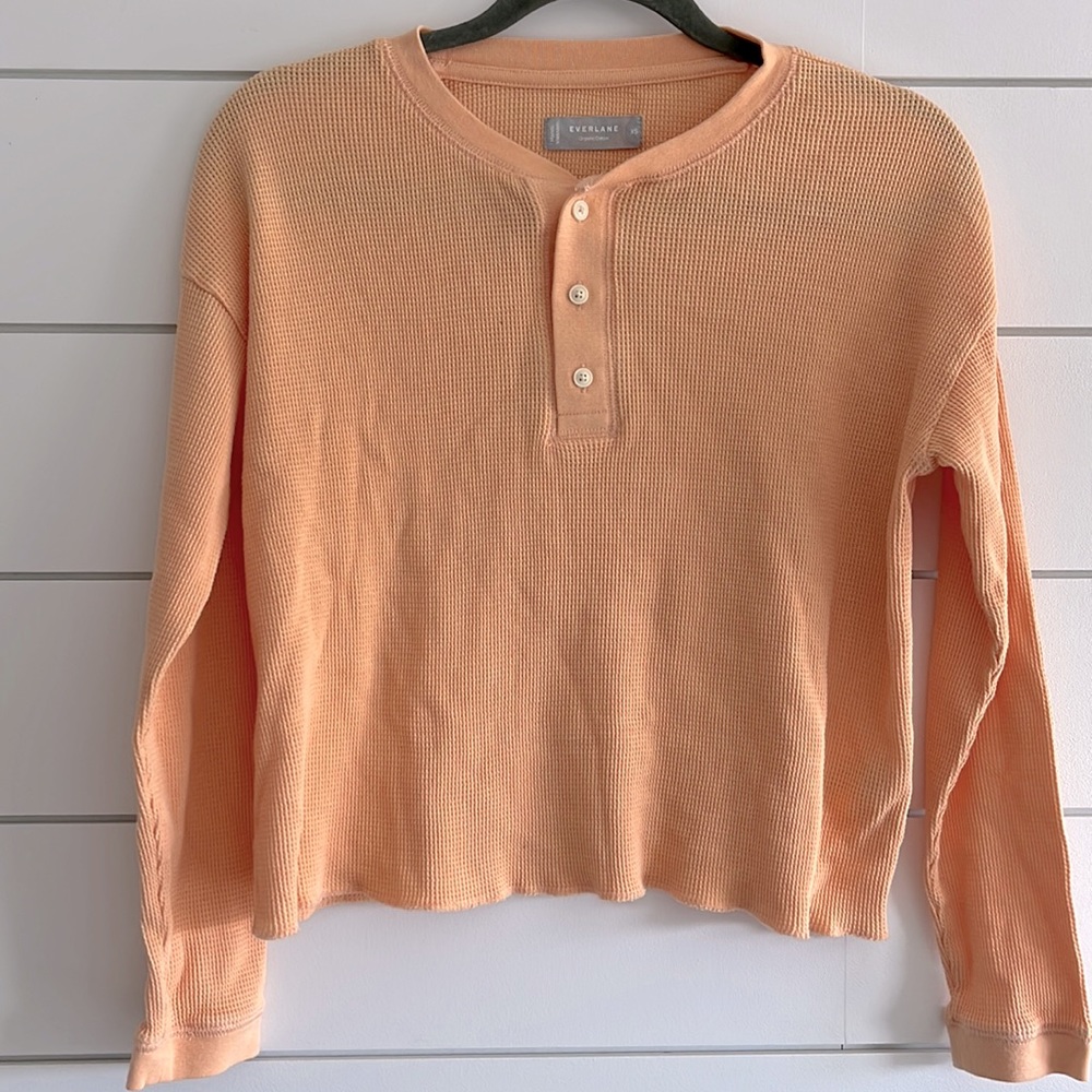 Everlane Organic Cotton Waffle Weave Crop Thermal Top